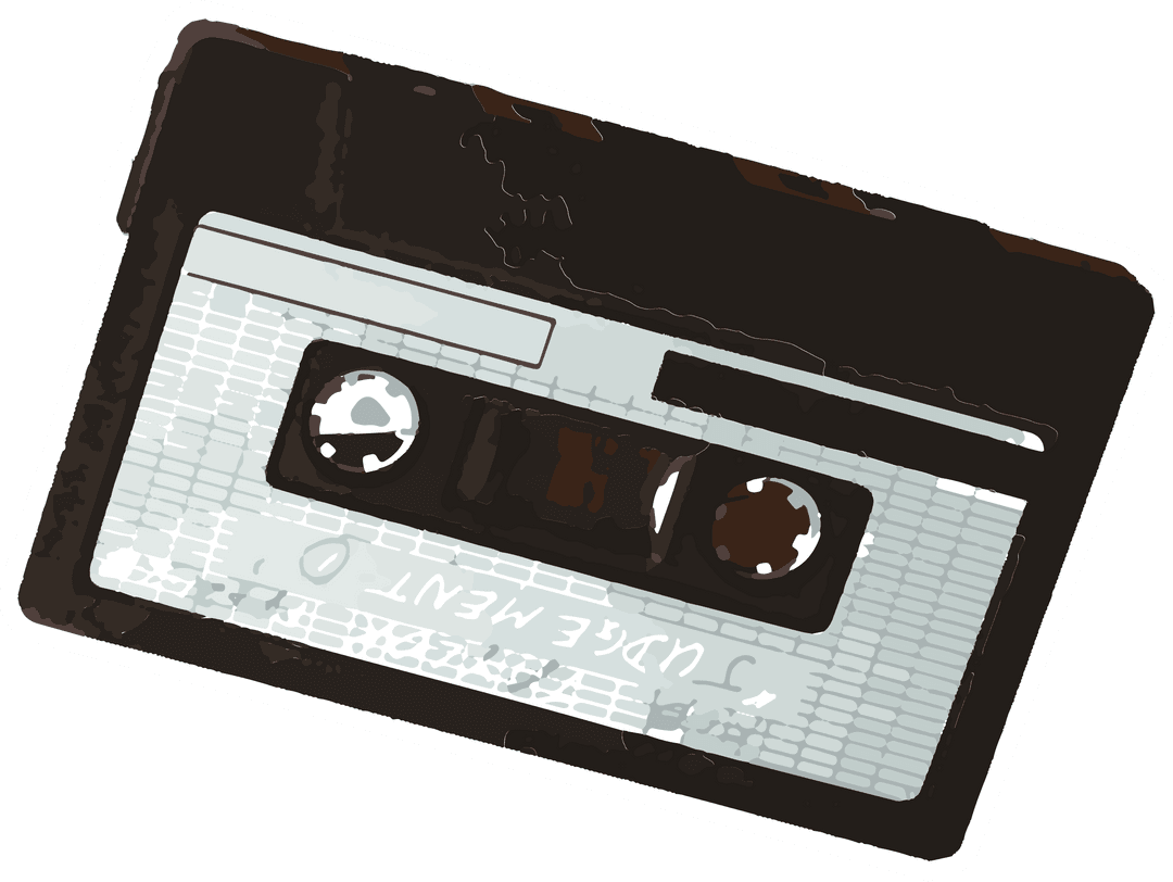 Retro Cassette Tape Design with Transparent Background Evoking Nostalgia