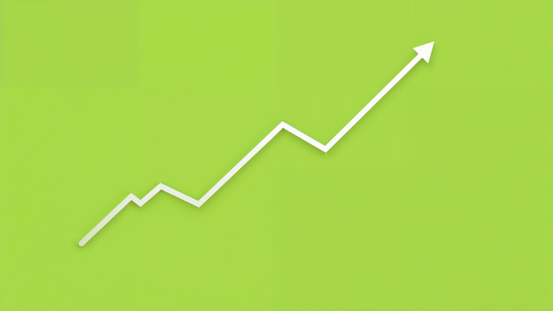 Rising Zigzag Arrow on Green Background Illustrating Growth