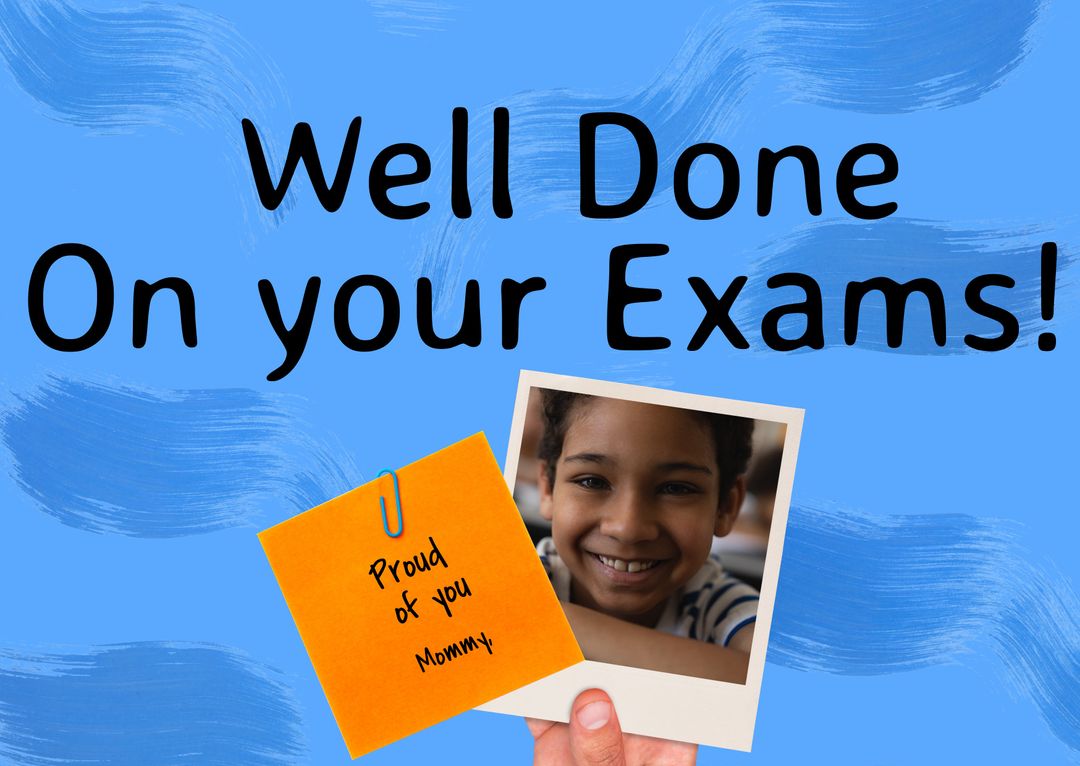 Smiling Child Celebrated for Exam Success with Heartfelt Note