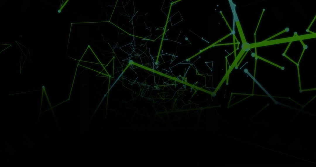 Abstract Network Connections in Green on Black Background