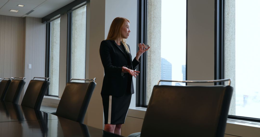 Businesswoman Discussing Project in Modern Office Conference Room - Free Images, Stock Photos and Pictures on Pikwizard.com