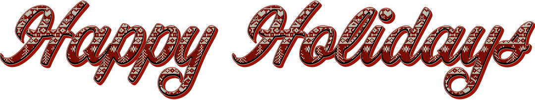 Transparent Festive Happy Holidays Text with Traditional Christmas Patterns