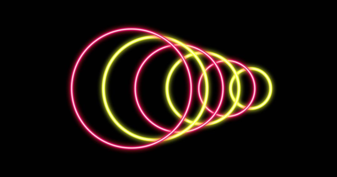 Dynamic Glowing Neon Circles on Black Background