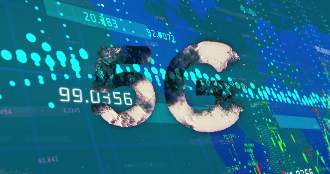 Innovative 5G Technology Data Visualization Over World Map