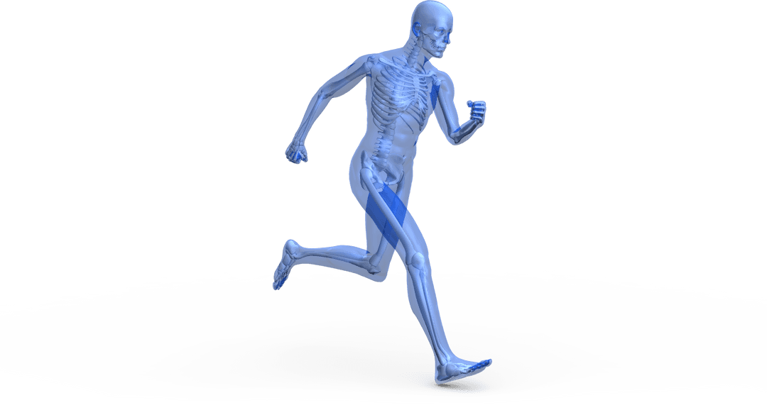 Transparent Silhouette of Running Blue Human Figure
