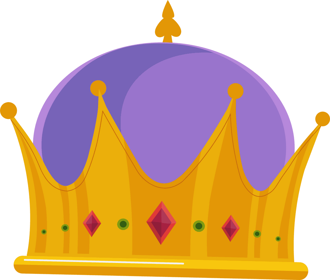 Luxurious Gold Crown with Gems on Transparent Background