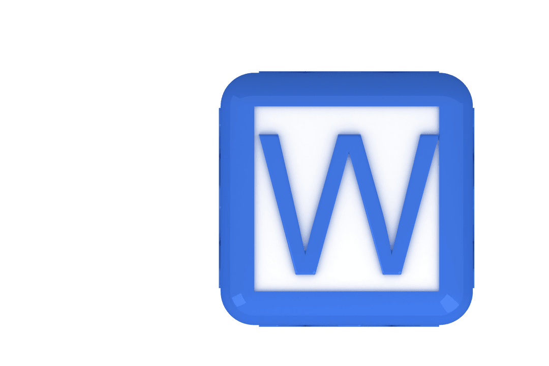 3D Blue Letter W Cube on Transparent Background