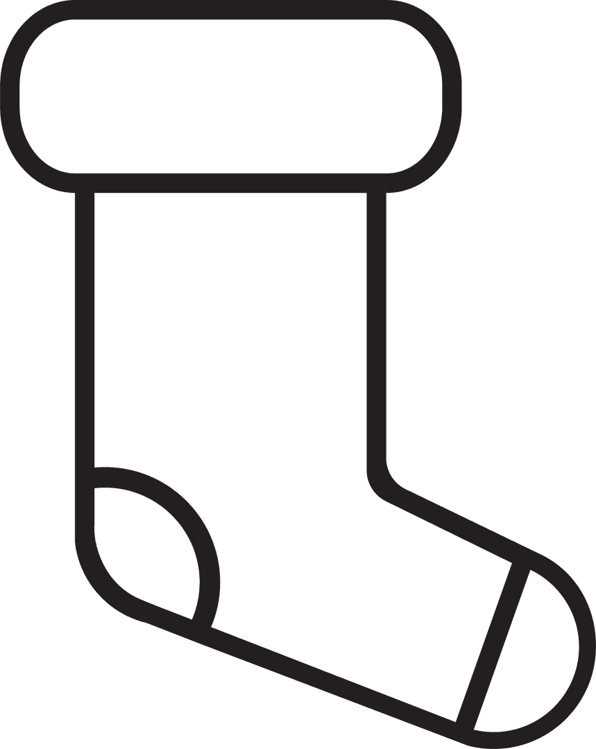 Outline of Classic Christmas Sock on Transparent Background