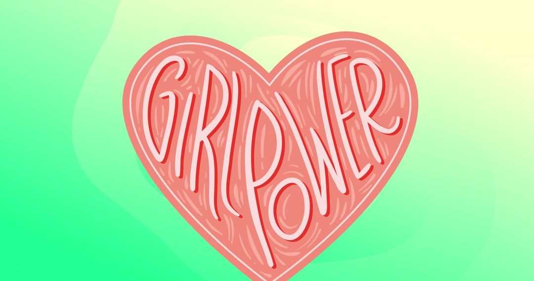 Empowering Girl Power Heart with Vibrant Green Background