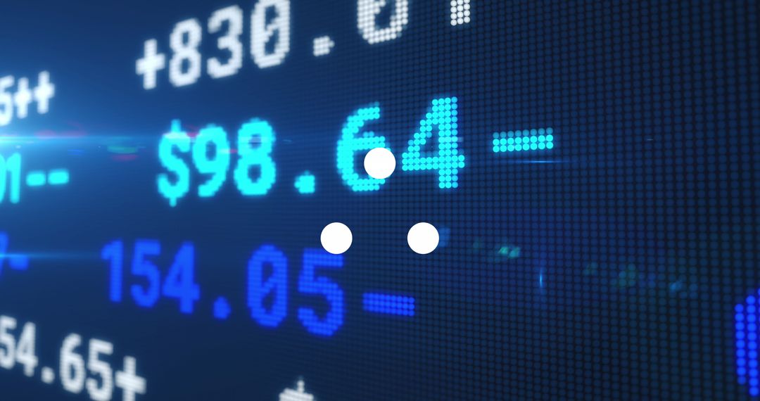 Digital Stock Market Display with Ascending Figures