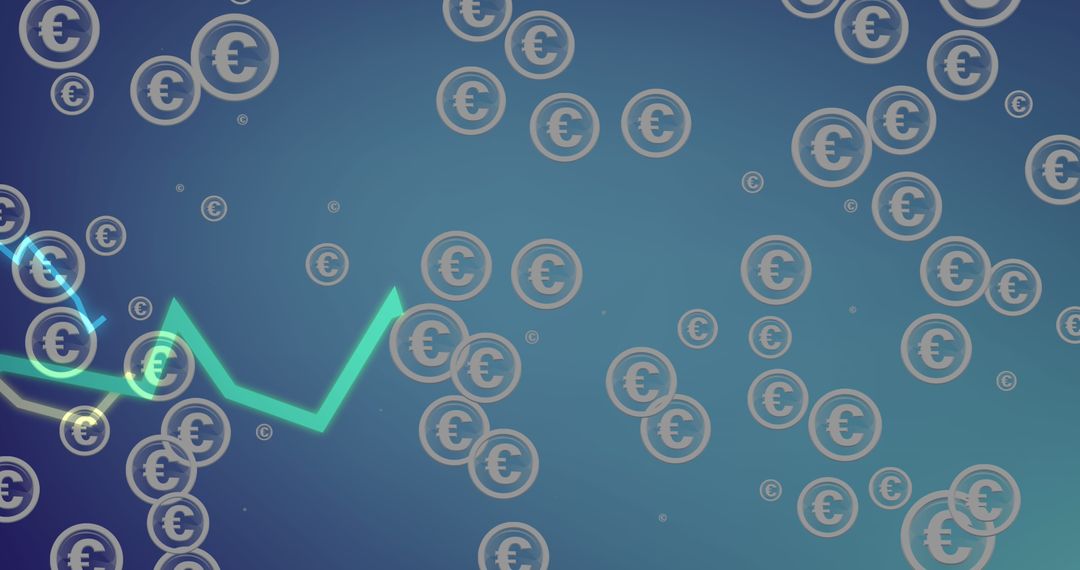 Euro Symbol Floating with Digital Data Analytics Line