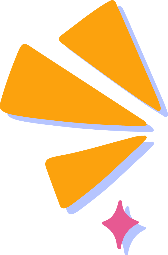 Dynamic Geometric Burst with Orange Wedges and Pink Spark on Transparent