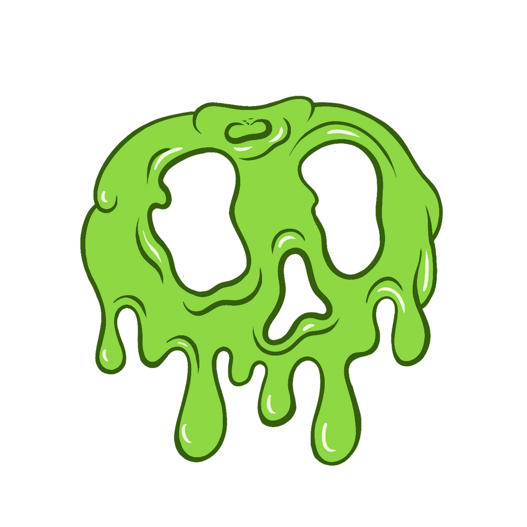 Dripping Green Slime Skull on Transparent Background