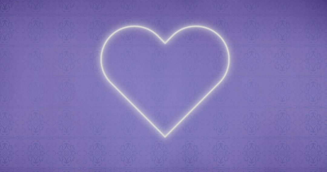 Neon Heart Light on Patterned Purple Background - Free Images, Stock Photos and Pictures on Pikwizard.com