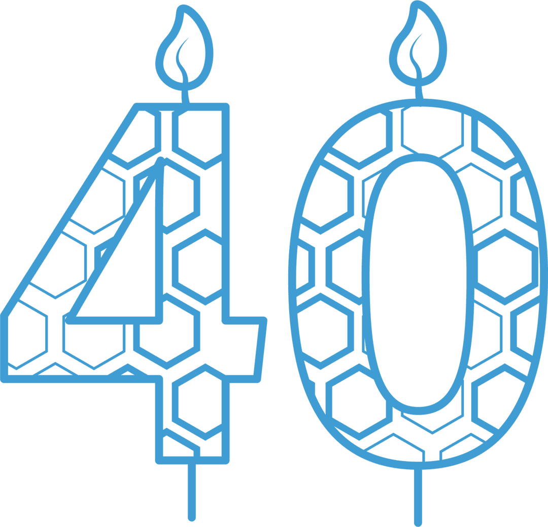 Blue Geometric 40th Birthday Candle in Transparent PNG Design