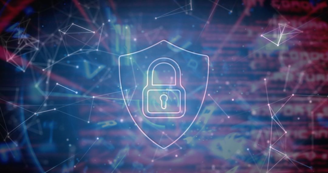 Digital Shield and Padlock Over Global Network Connections