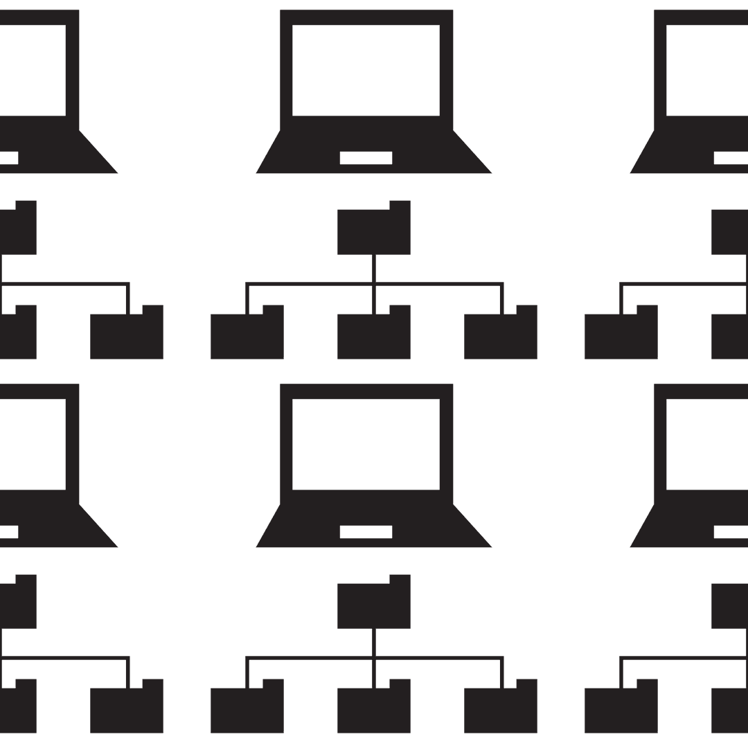 Repeated Laptops and Folders Pattern on Transparent Background