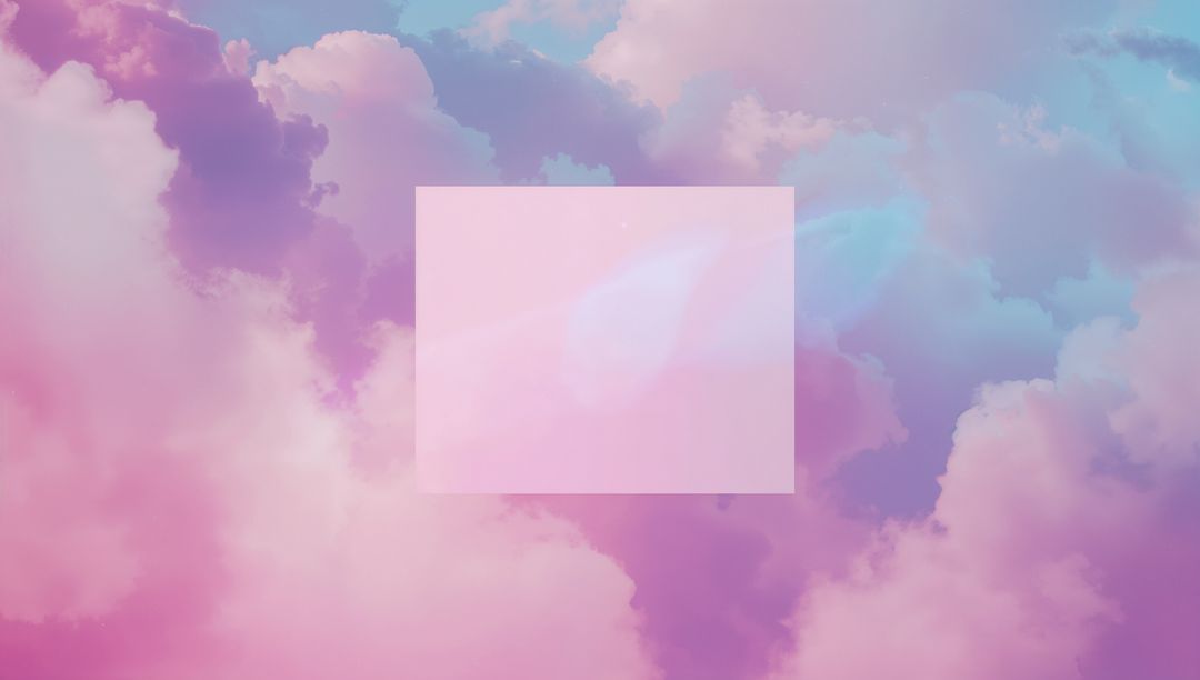 Ethereal Pastel Clouds with Translucent Pink Rectangle