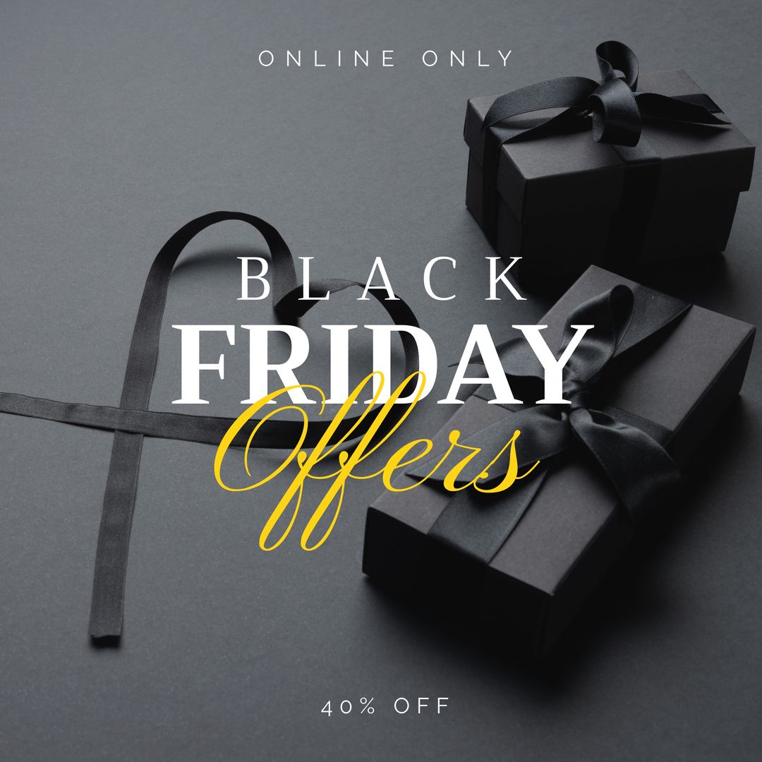 Black Friday Offers with Elegant Black Gift Boxes - Download Free Stock Templates Pikwizard.com
