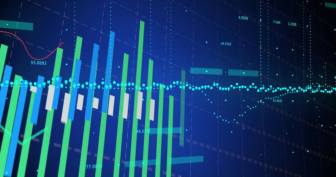 Dynamic Financial Data Chart with Rising Bars and Trend Lines