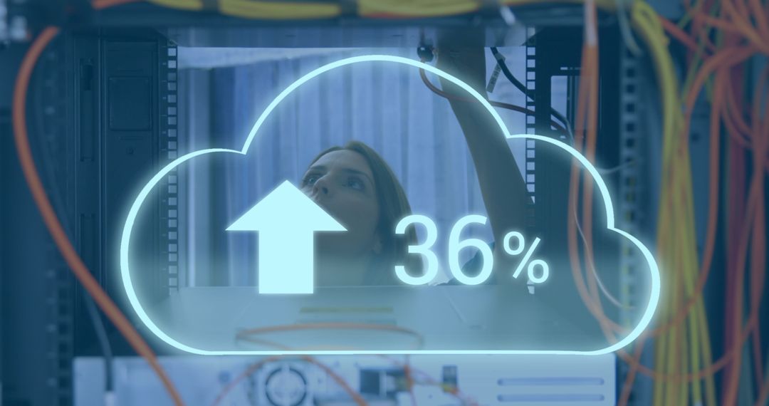 Cloud Technology Worker Inspecting Network Server Room