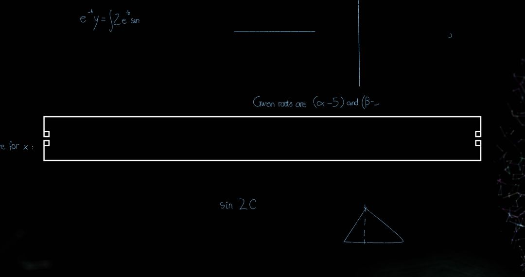 Equations Interact with Digital Network on Black Background