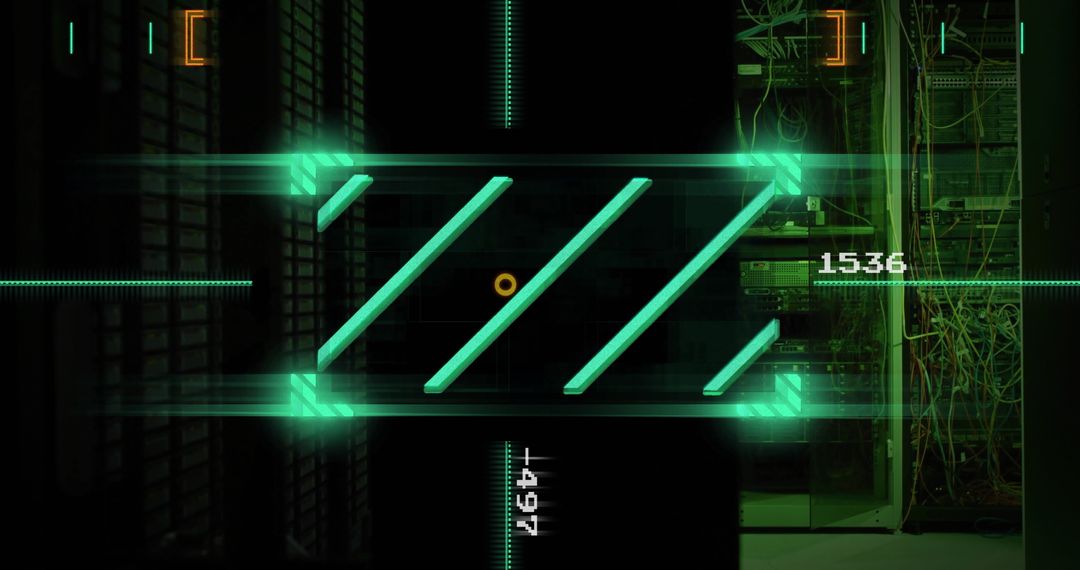 Futuristic Green Loading Bar in Data Center