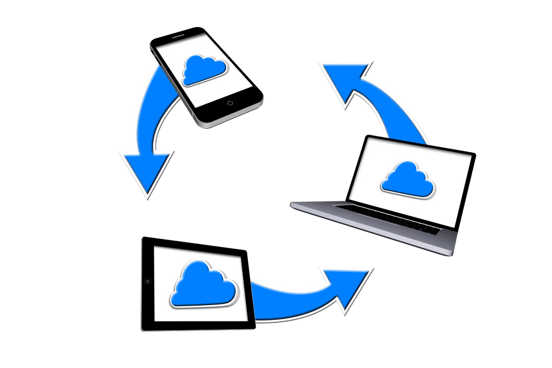 Cloud Computing Concept with Electronic Devices on Transparent Background