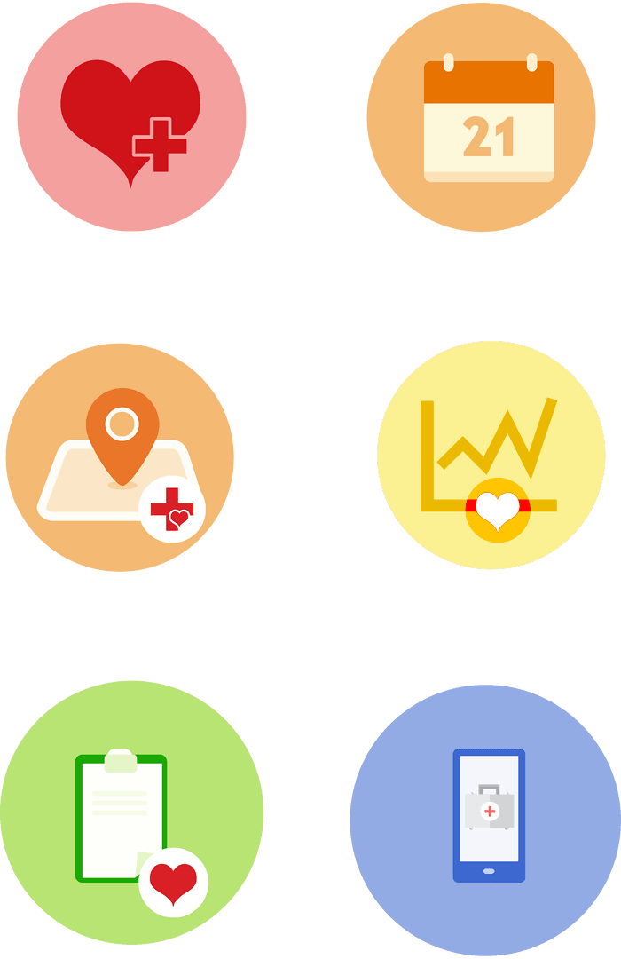 Transparent Medical Icons Vector with Colorful Circles