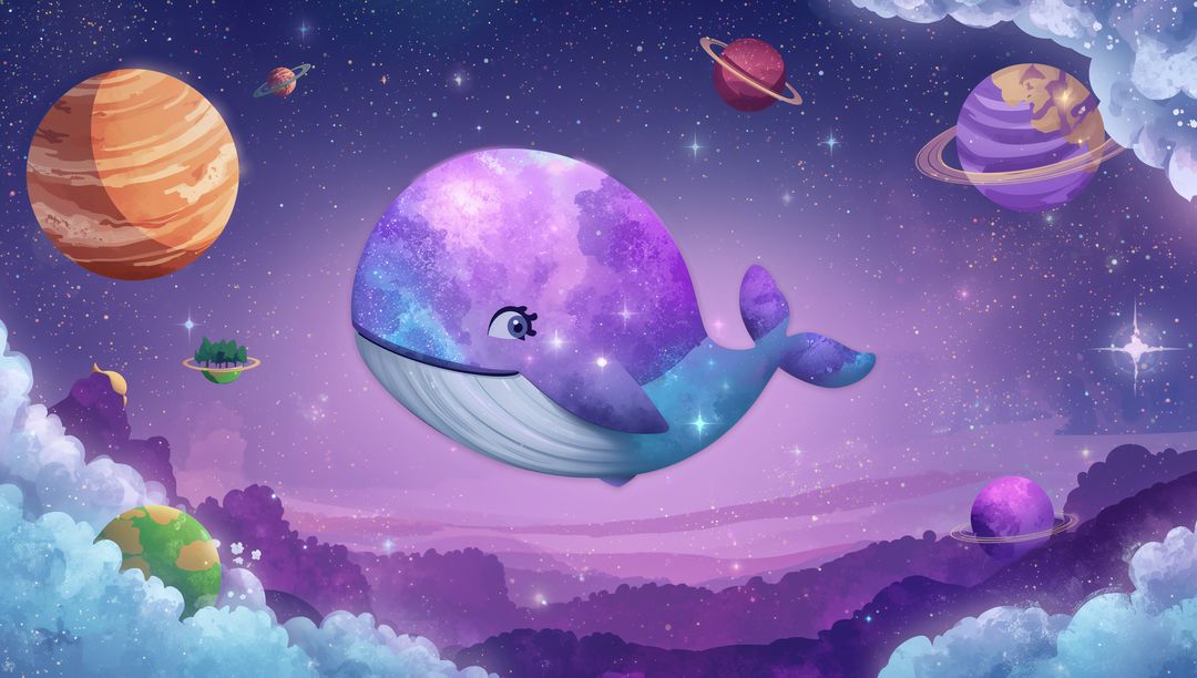 Astro-Whale Drifting Through Whimsical Cosmic Universe