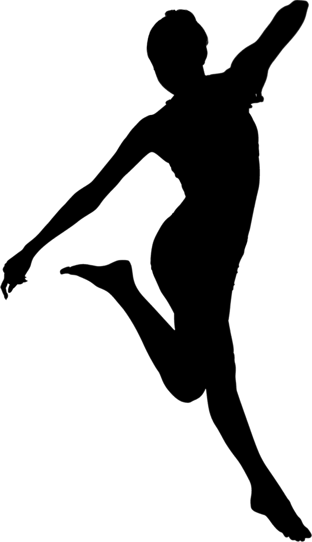 Energetic Transparent Silhouette of Jumping Athlete