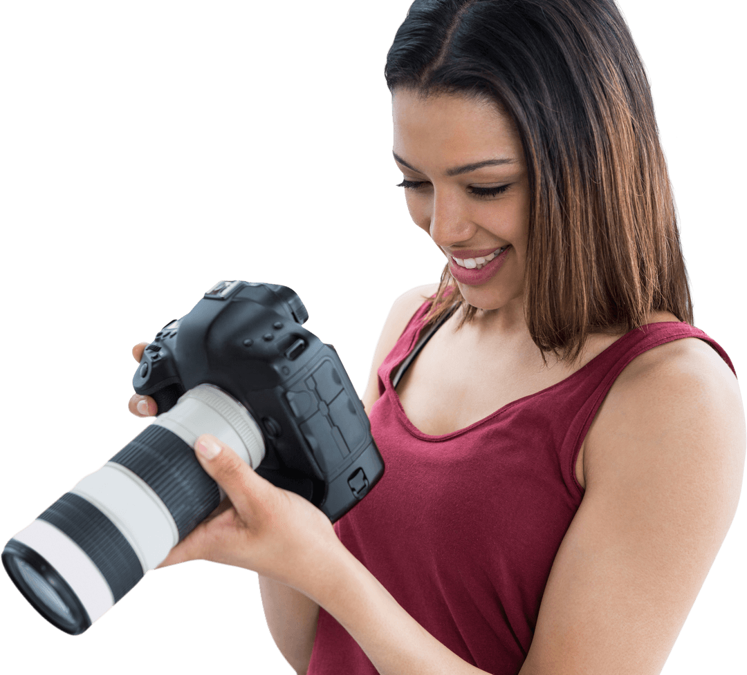 Transparent Background Young Woman Smiling at Camera