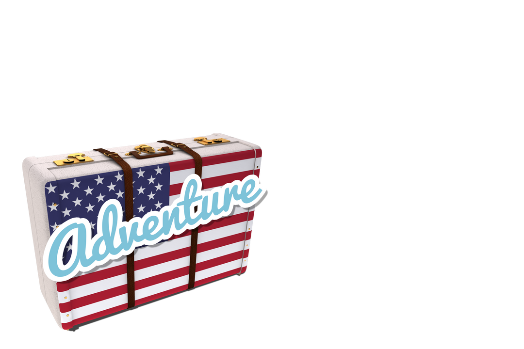 Suitcase with USA Flag and Adventure Text on Transparent Background - Download Free Stock Images Pikwizard.com