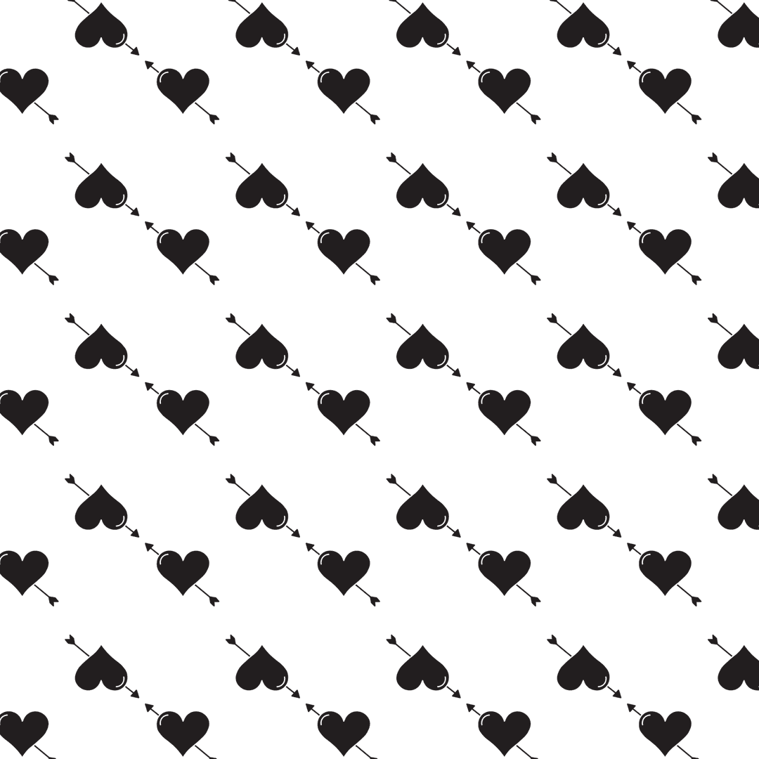 Seamless Heart and Arrow Pattern on Transparent Background