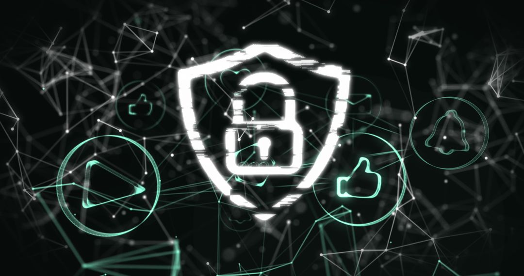 Cybersecurity Concept with Digital Network Padlock Graphics