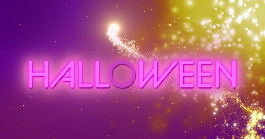 Glowing Halloween Text with Shooting Star and Purple Background