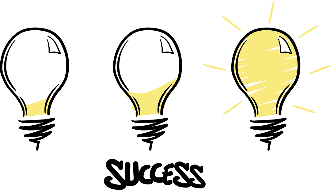 Creative Transparent Bulb Illustration with Success Text