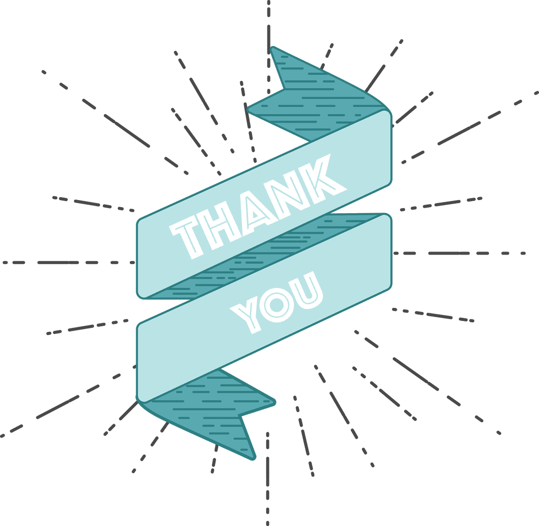 Thank You Message on Aquamarine Ribbon Emblem