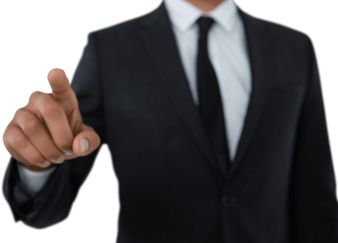 Transparent Businessman Making Pointing Gesture Closeup