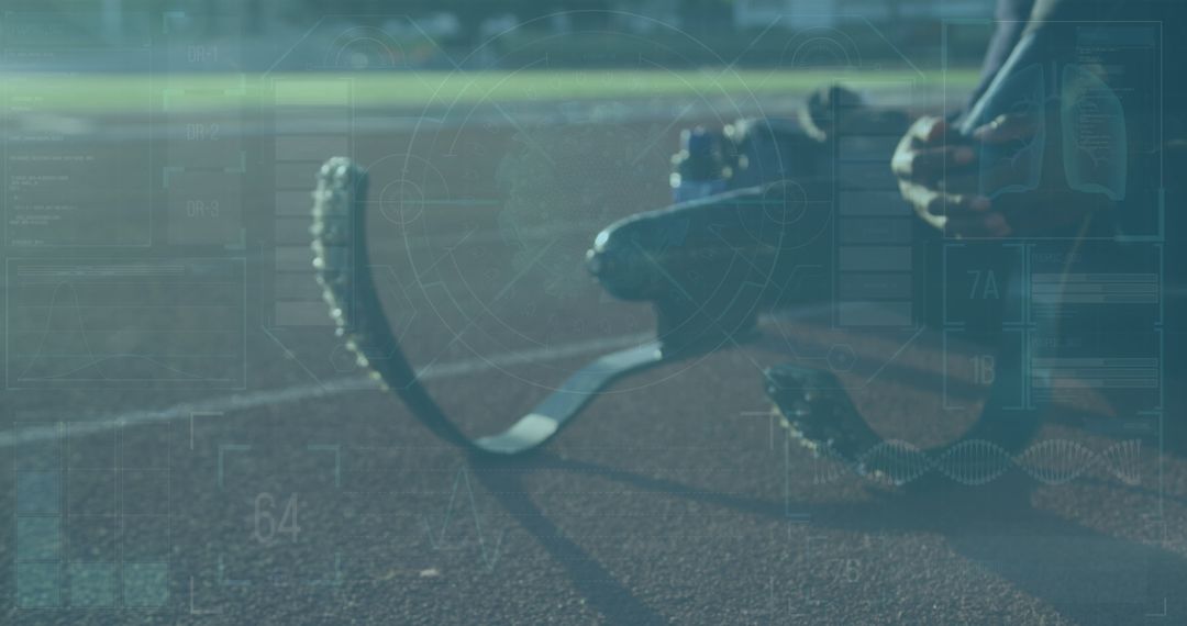 Digital Data Overlay with Paralympic Runner on Track