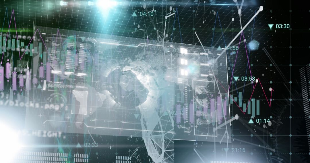 Futuristic Global Technology Interface with Data Visualizations