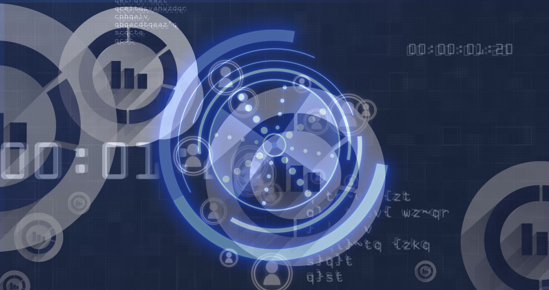 Digital technology abstract matrix with virtual interface elements