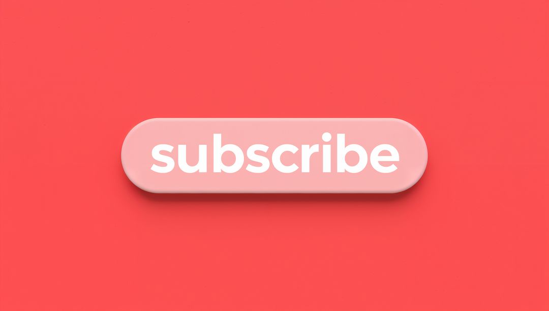Minimal Pink Subscribe Button on Coral Background with Soft Bevel and Drop Shadow