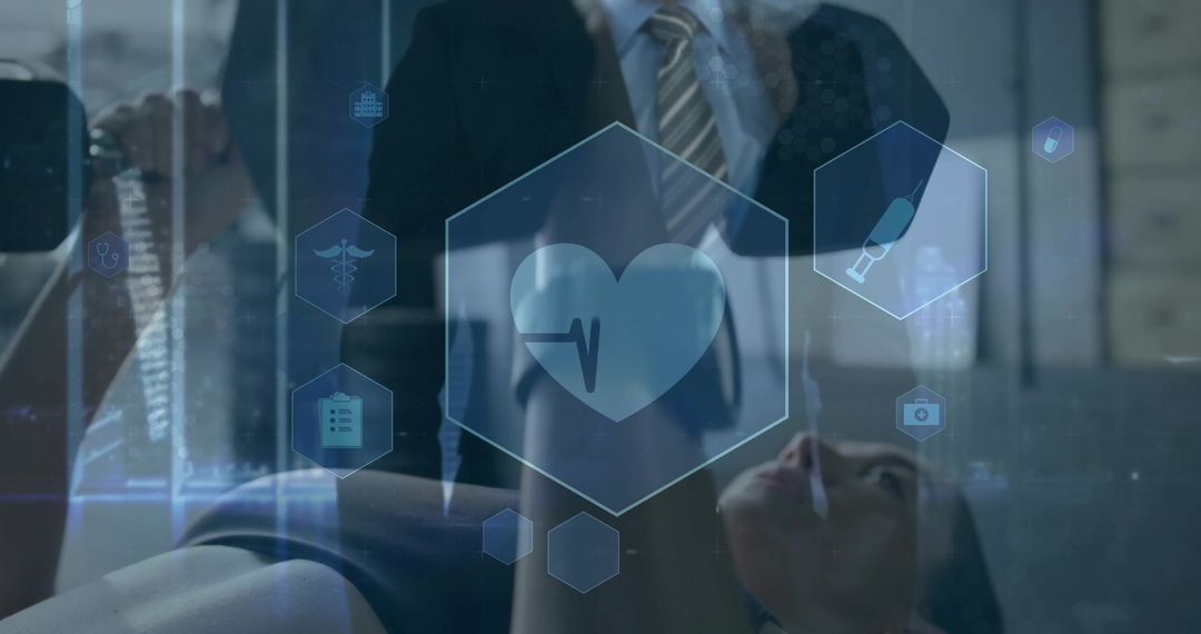 Professional Trainer Coaching Client with Futuristic Health Interface