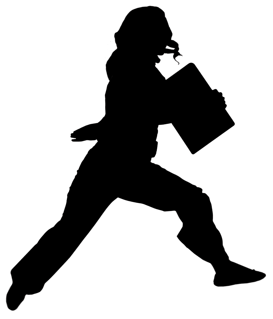 Silhouette of Businesswoman Running with Briefcase on Transparent Background