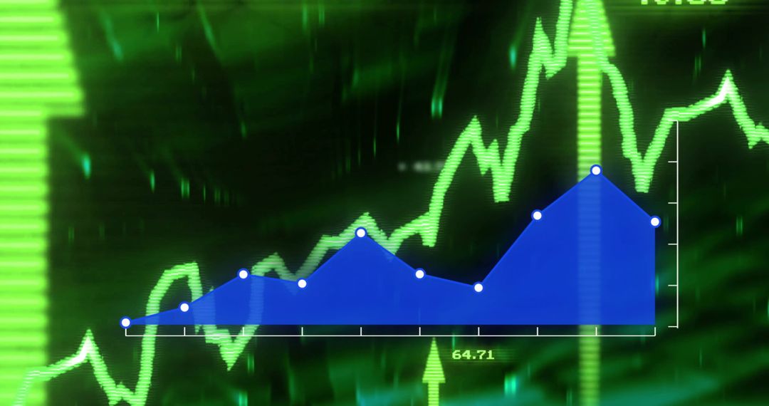 Digital Data Graph on Green Background Reflecting Growth Concept