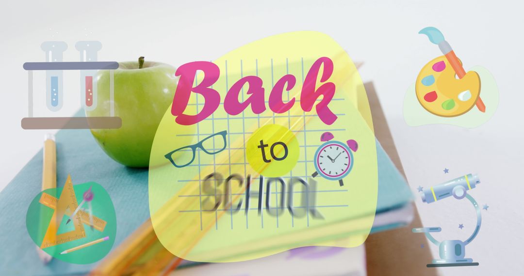 Colorful Back to School Banner With Educational Icons - Free Images, Stock Photos and Pictures on Pikwizard.com