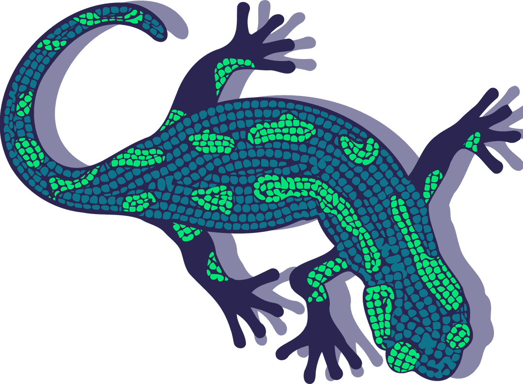 Colorful Mosaic Gecko Design on Transparent Background