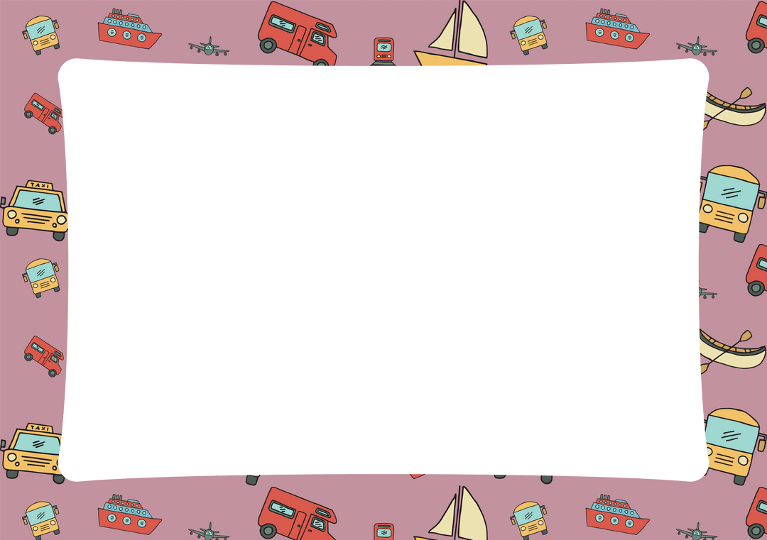 Transparent Picture Frame with Transportation Pattern Background