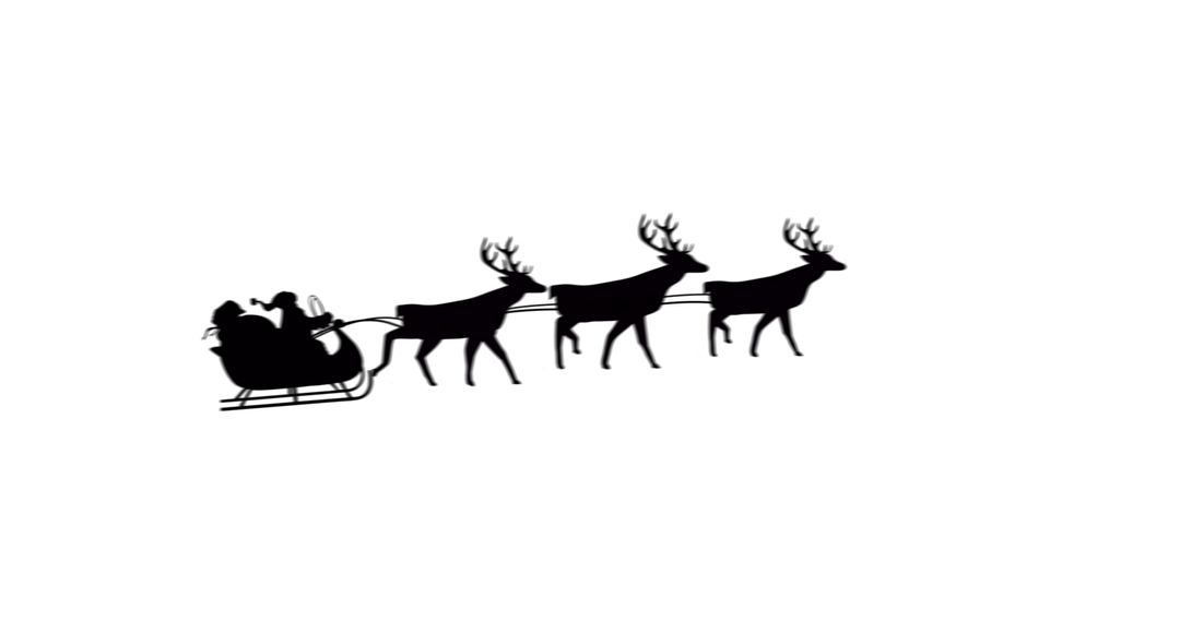 Silhouette of Santa Claus in Sleigh with Reindeer at Christmas - Free Images, Stock Photos and Pictures on Pikwizard.com